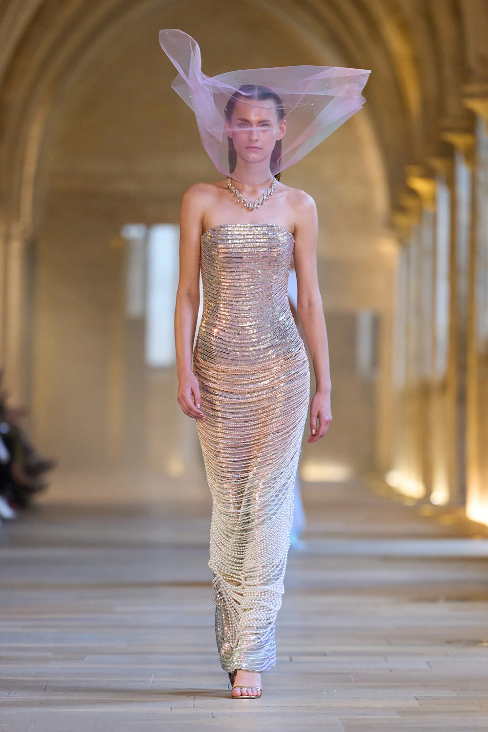 Venus Gold Hand-Embroidered Dress in Brown
