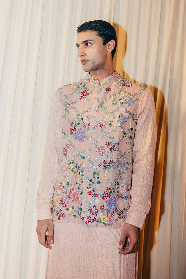 Birds Of Paradise Silk Organza Bandi in Blush Pink