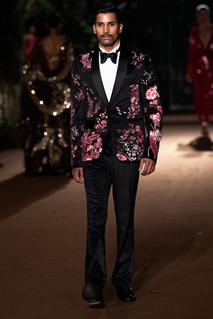 Sundarbans Silk Velvet Jacket in Black