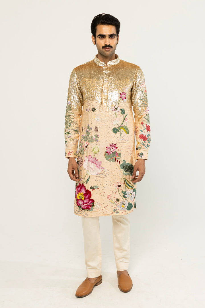 Padma Hand-Embroidered Kurta in Nude