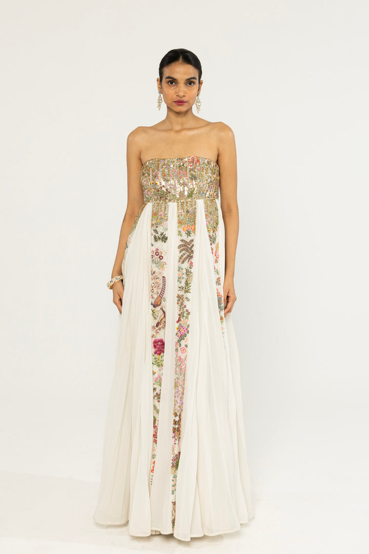 Navbhumi Hand-Embroidered Dress in Ivory