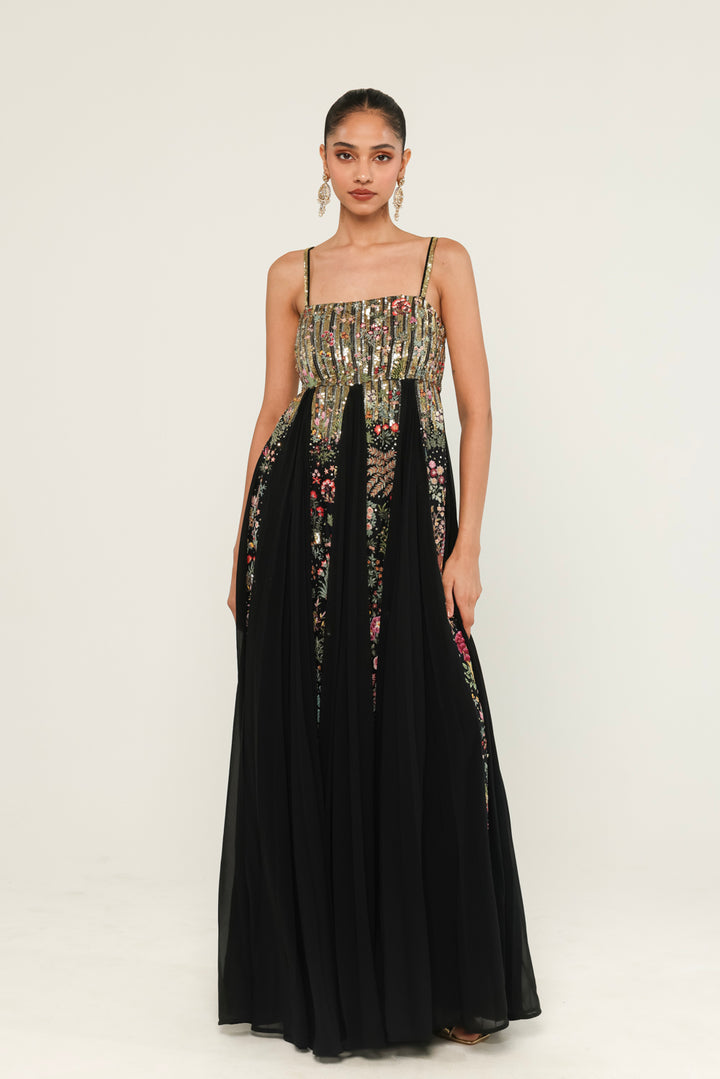 Navbhumi Hand-Embroidered Dress in Black