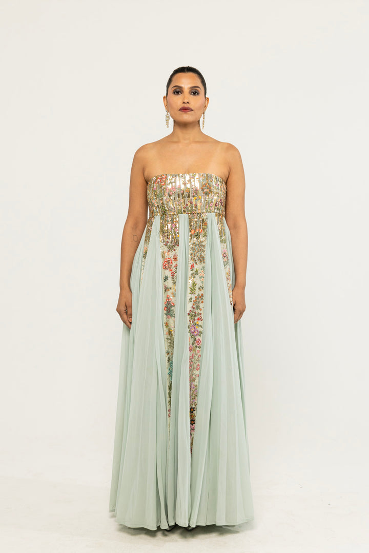 Navbhumi Hand-Embroidered Dress in Mint