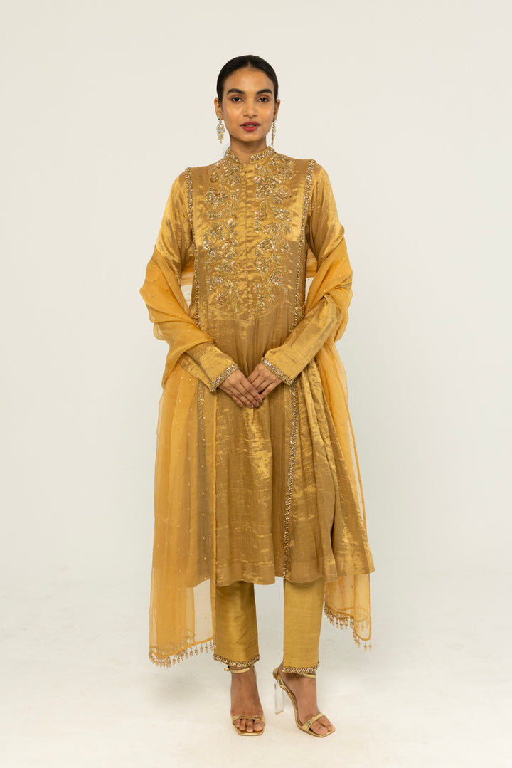 Anar Bel Hand-Embroidered Kurta Set in Gold