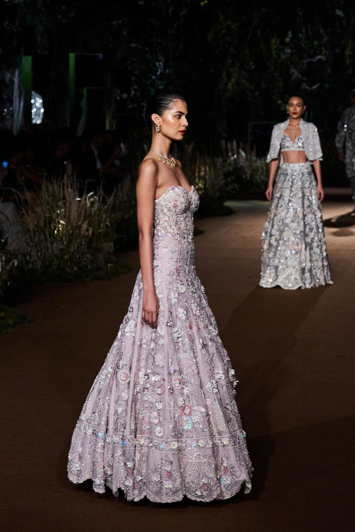 Himadri Silk Organza Gown in Lilac