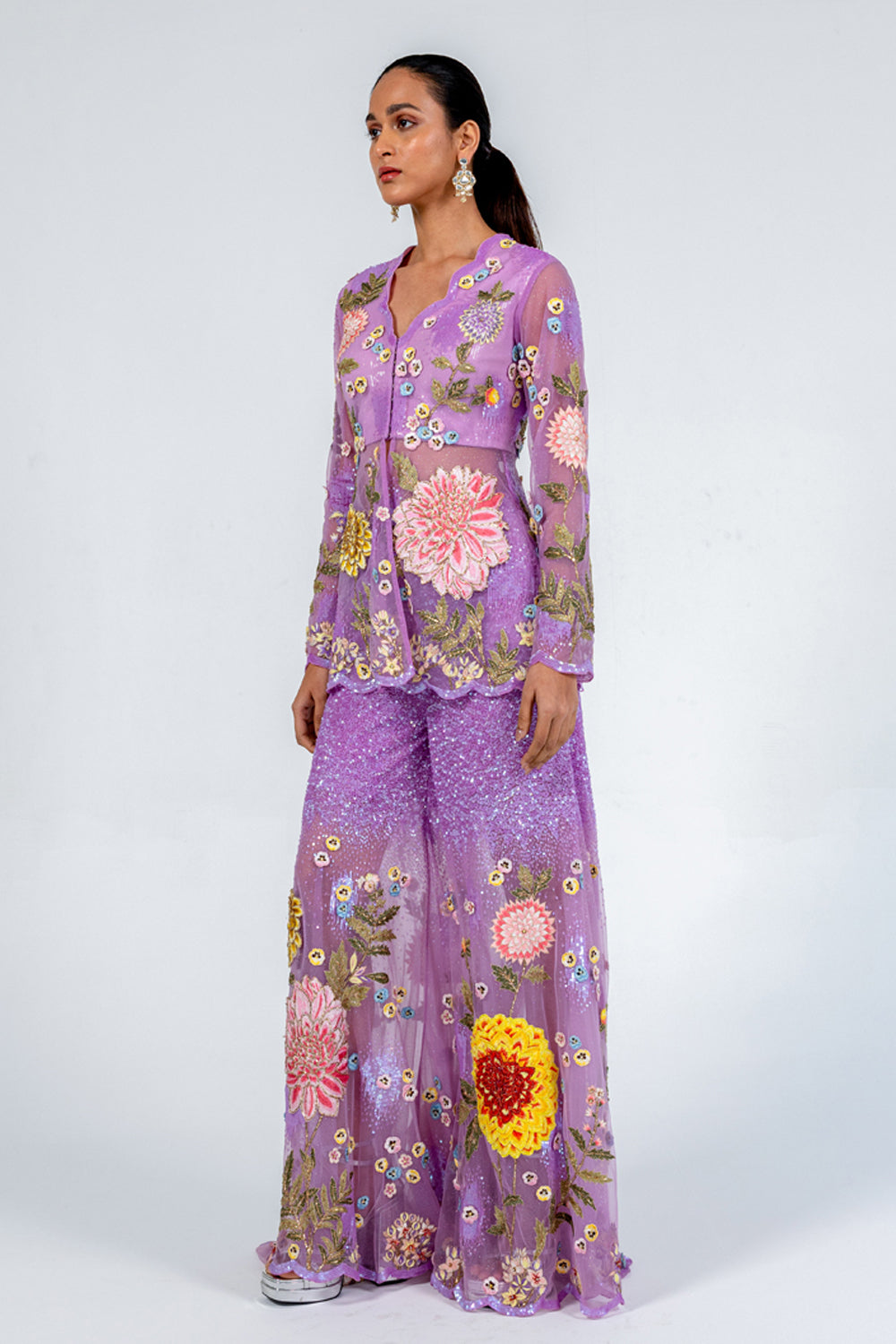 Embroidered Kedia Top &amp; Pants Set