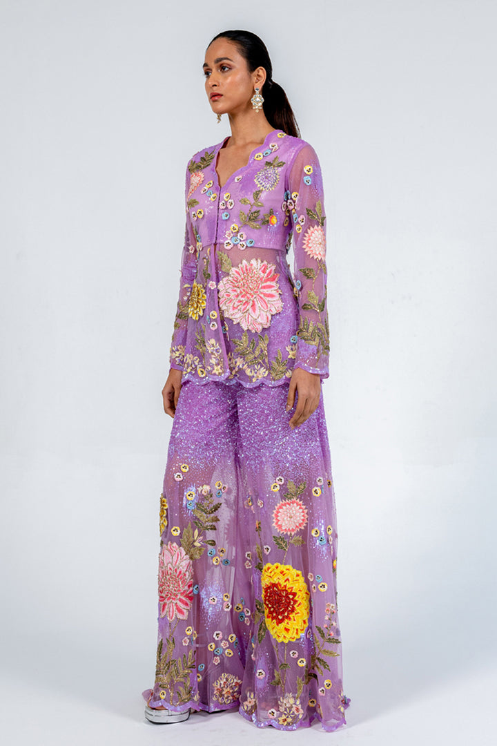 Embroidered Kedia Top &amp; Pants Set