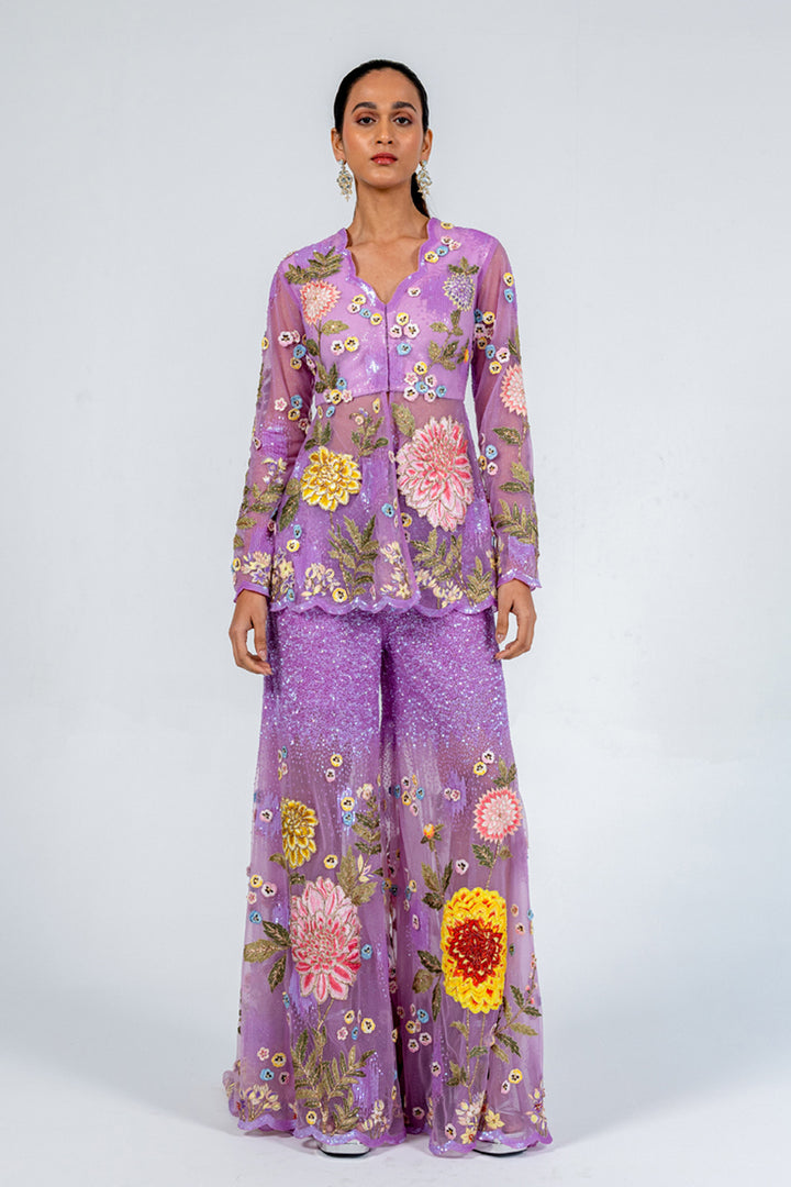 Embroidered Kedia Top &amp; Pants Set