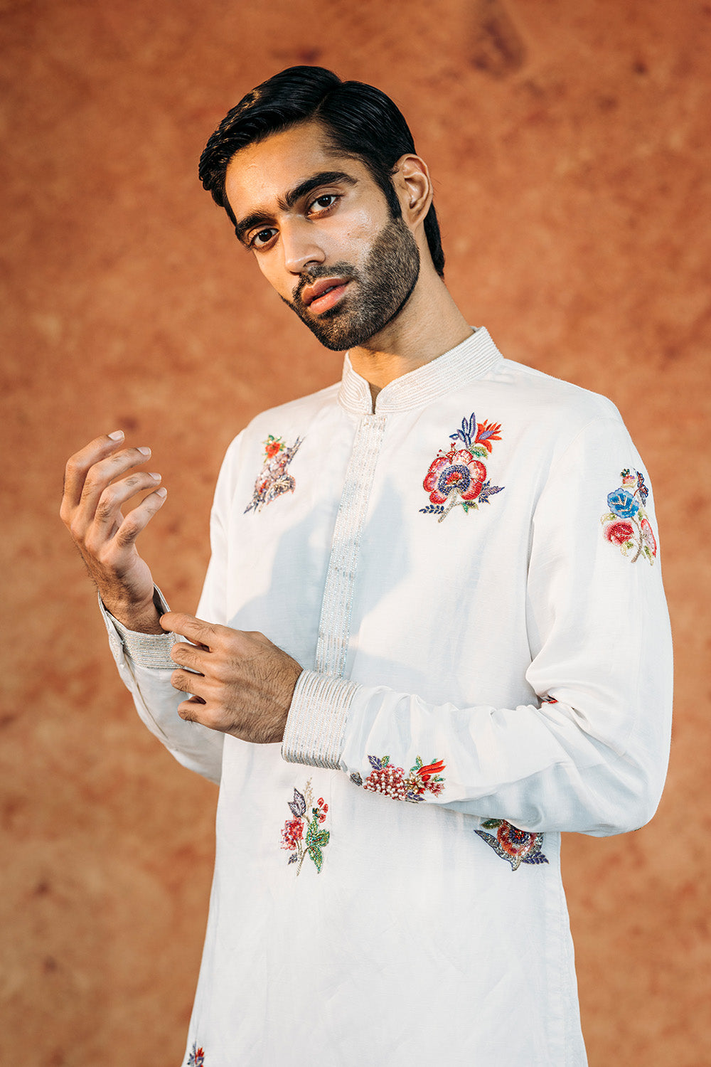 Anar Bel Silk Satin Kurta in Ivory