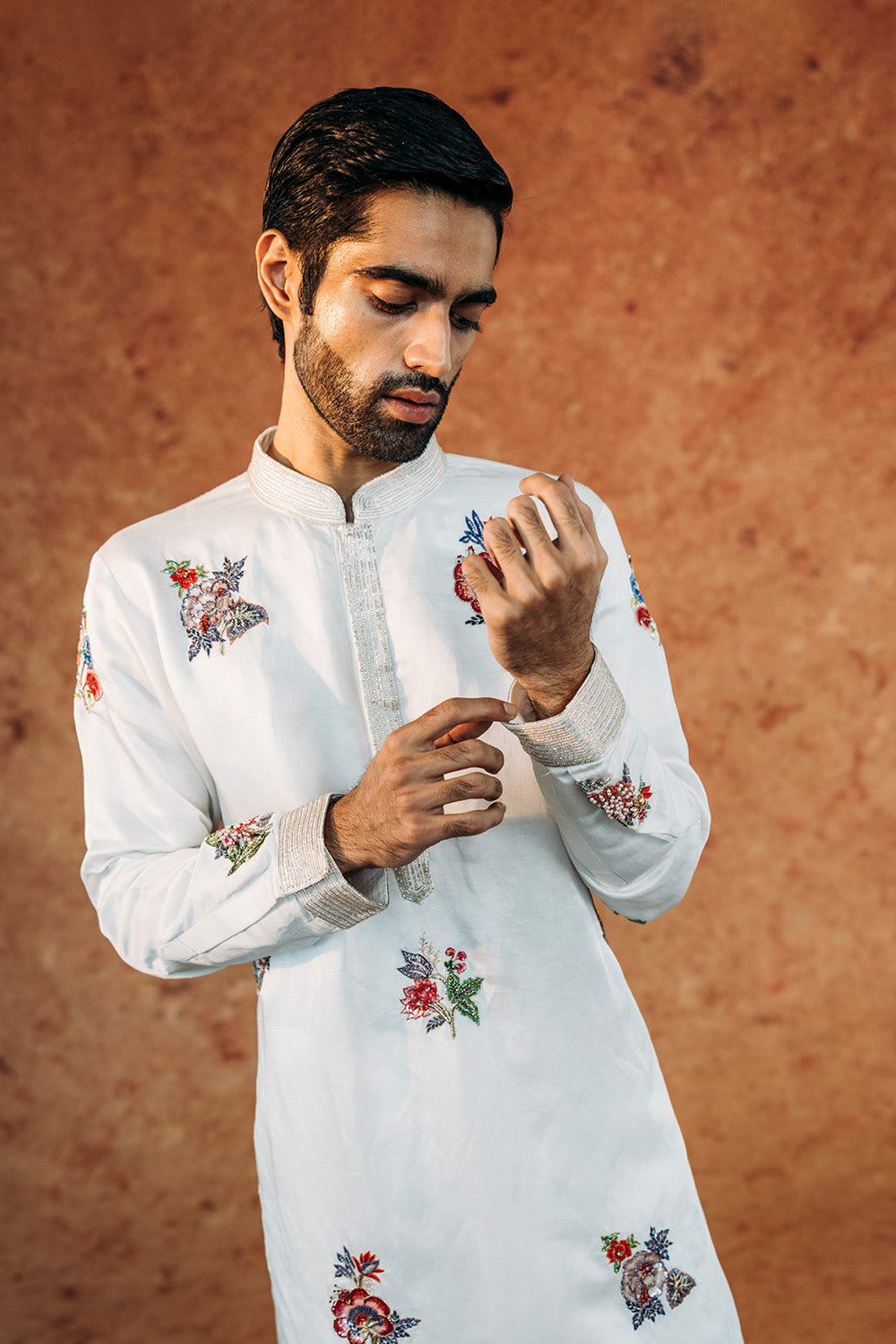 Anar Bel Silk Satin Kurta in Ivory
