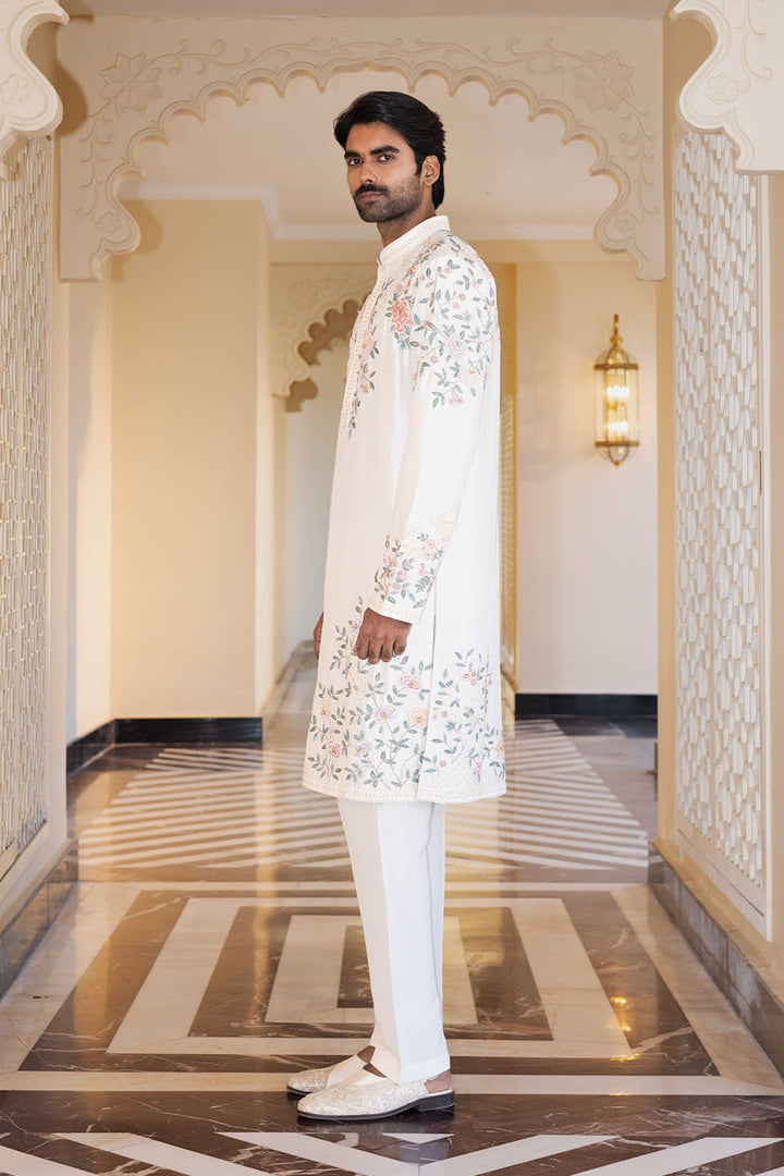 Chikankari Hand Embroidered Silk Dupion Kurta