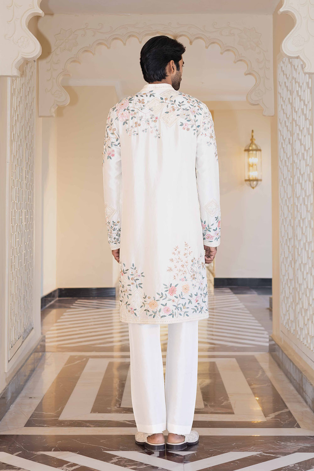 Chikankari Hand Embroidered Silk Dupion Kurta