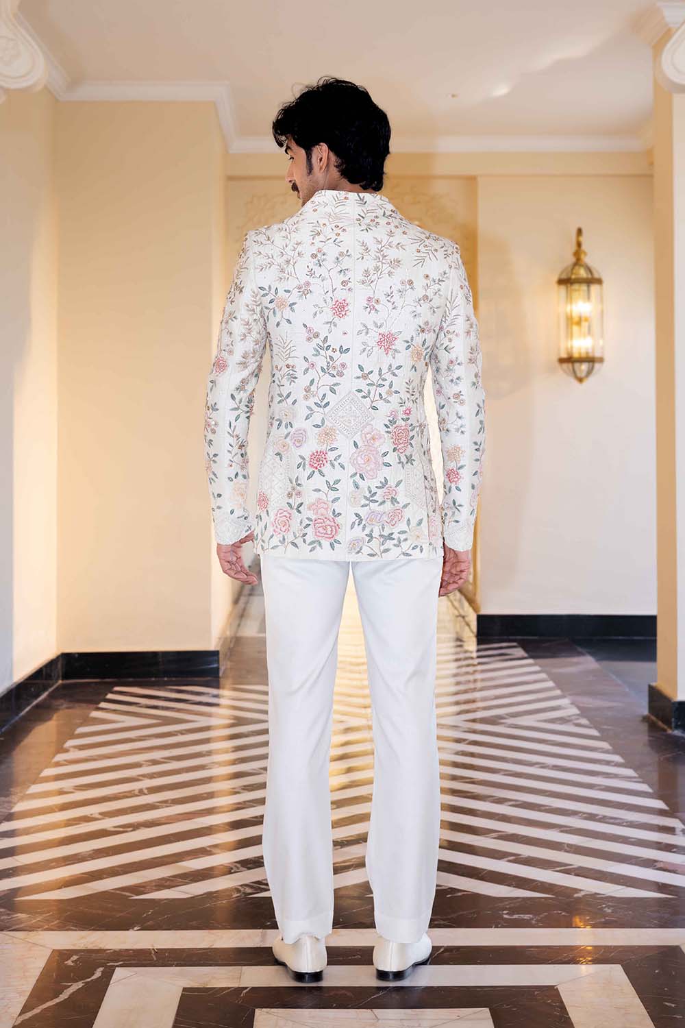 Chikankari Hand Embroidered Raw Silk Bandhgala