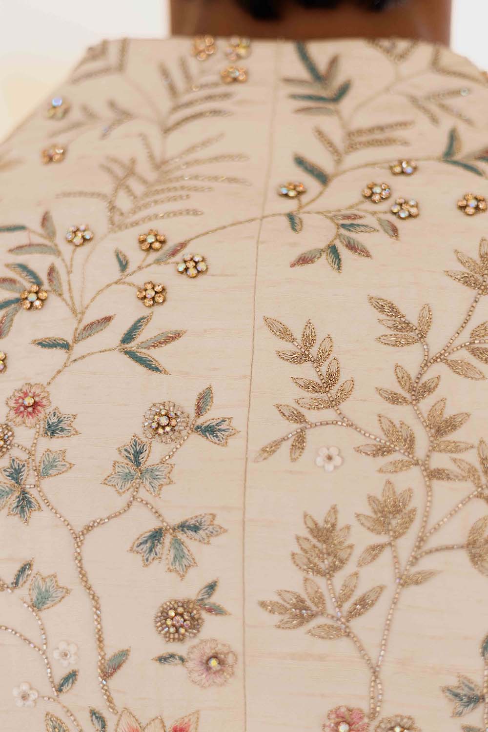 Chikankari Hand Embroidered Raw Silk Bandhgala
