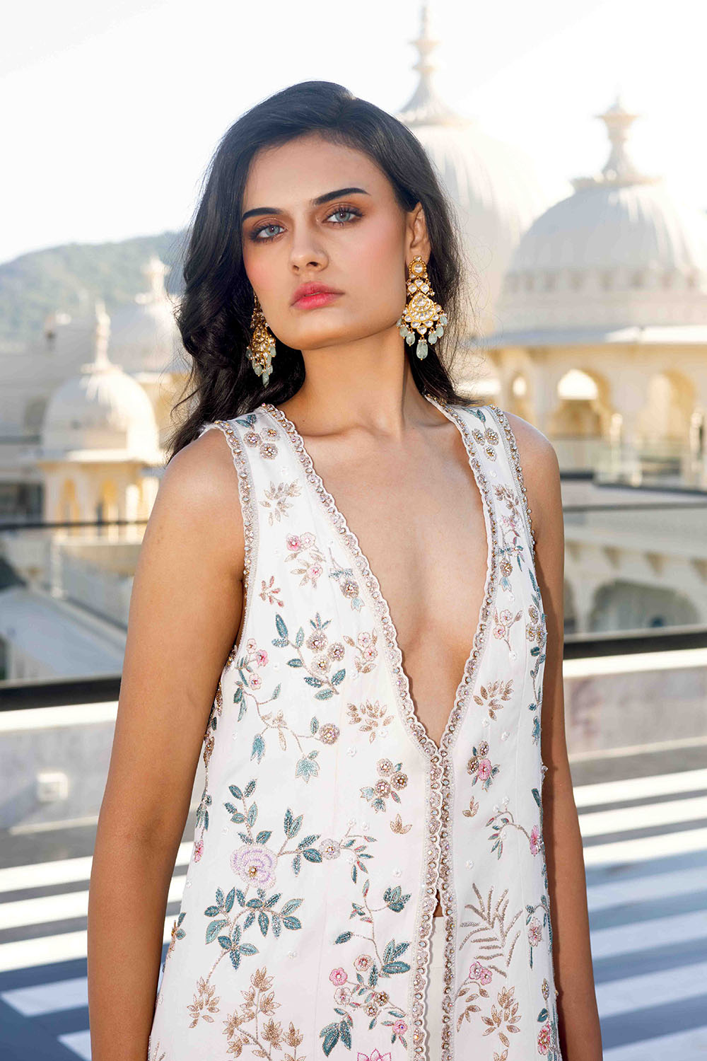 Chikankari Hand Embroidered Jacket Set