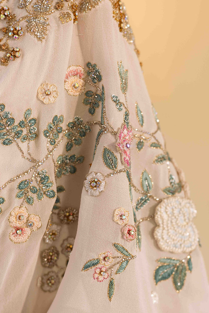 Chikankari Chinoiserie Hand Embroidered Heavy Silk Saree Set