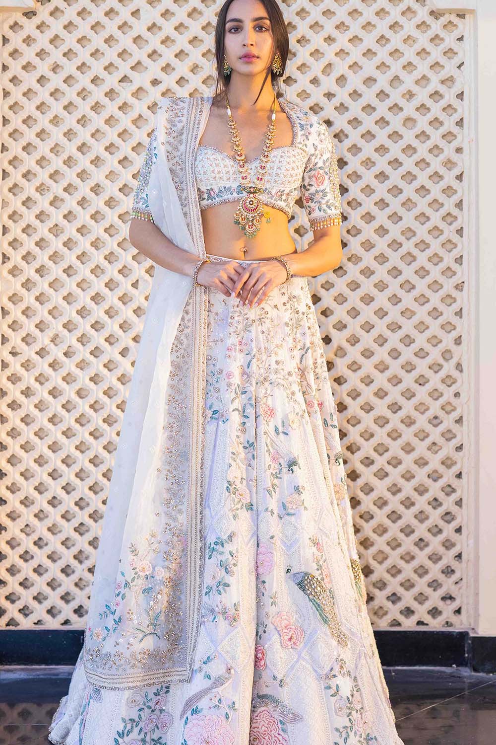 Gulbahaar Chikankari Hand Embroidered 12-Kali Lehenga Set