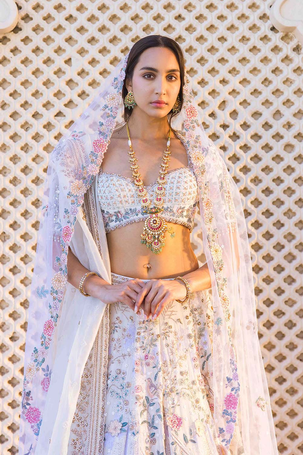 Gulbahaar Chikankari Hand Embroidered 12-Kali Lehenga Set