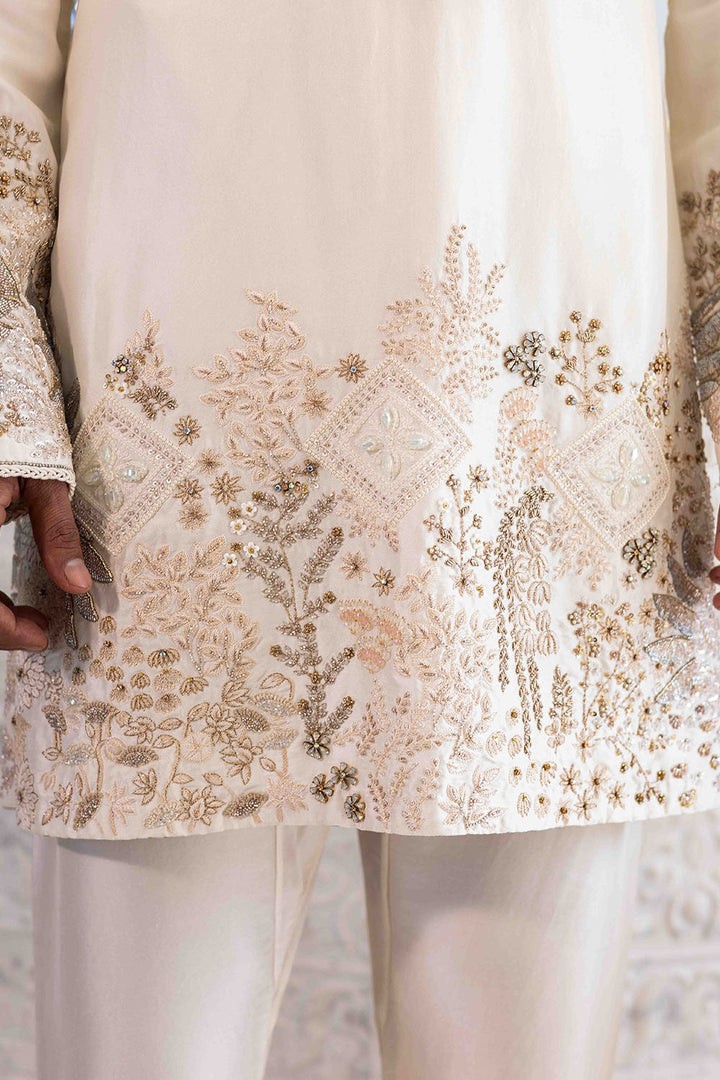 Chikankari Pichwai Hand Embroidered Silk Dupion Short Kurta