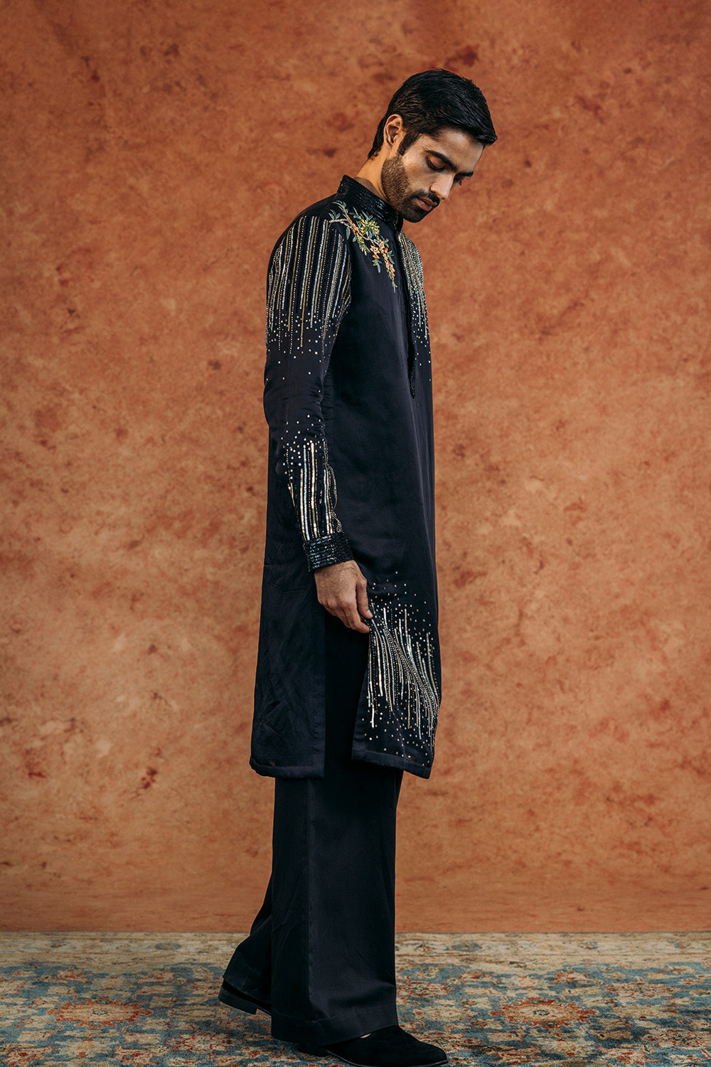 Jharokha Silk Satin Kurta in Ivory