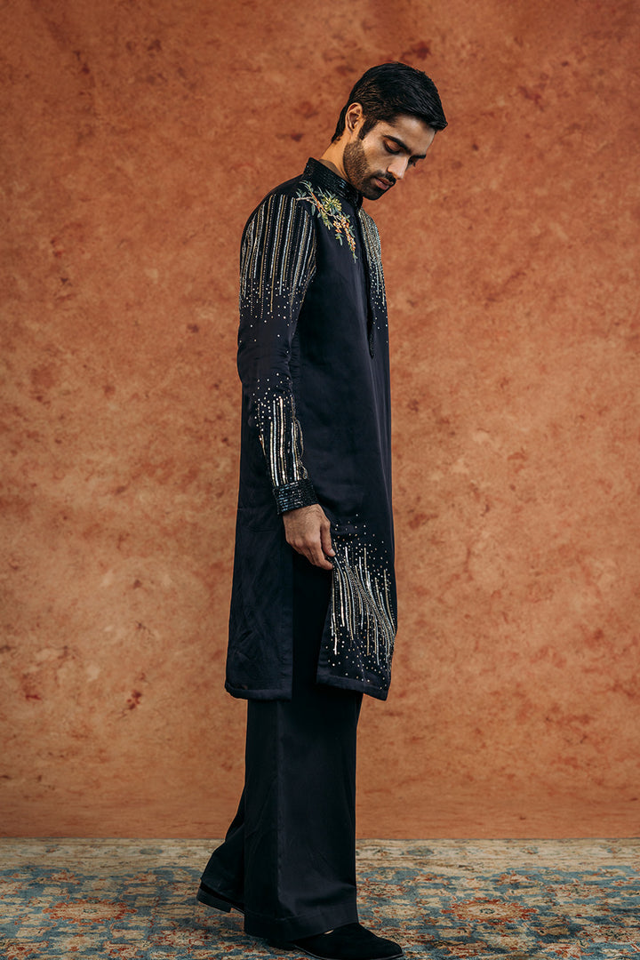 Jharokha Silk Satin Kurta in Ivory