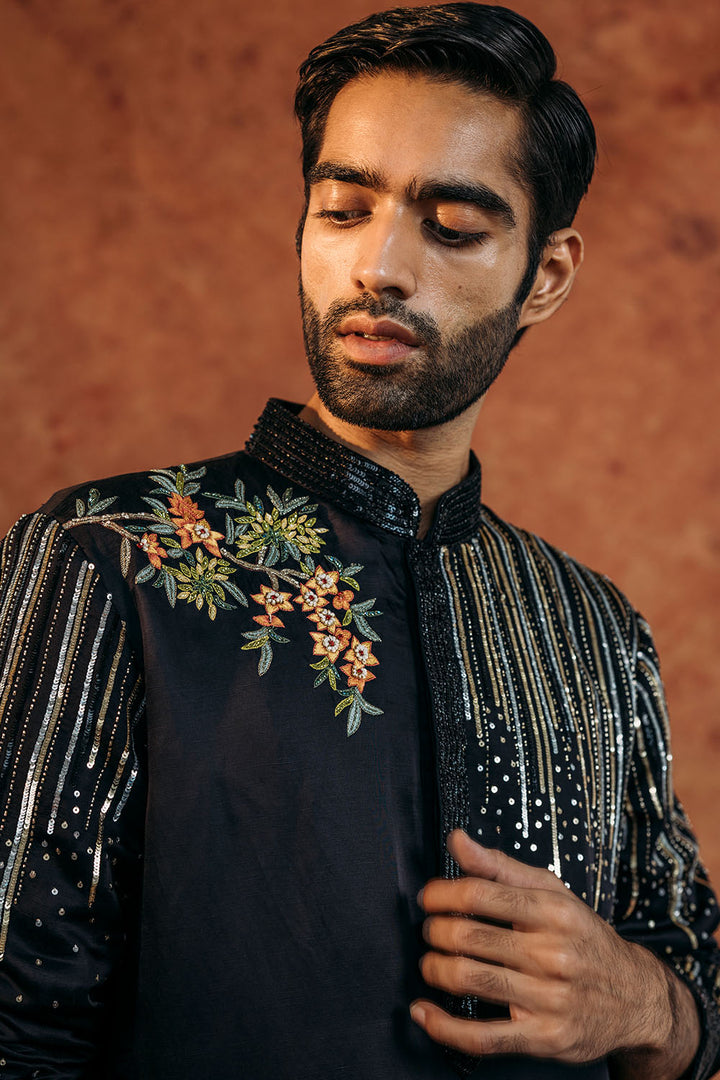Jharokha Silk Satin Kurta in Ivory