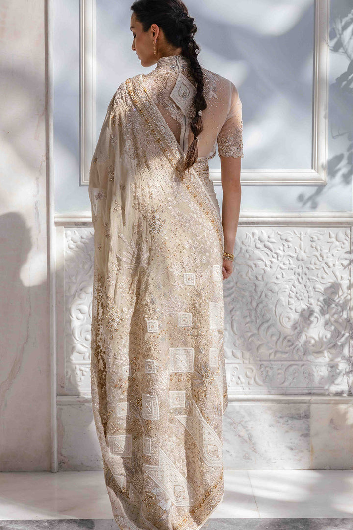 Chikankari Pichwai Hand Embroidered Silk Tissue Saree Set