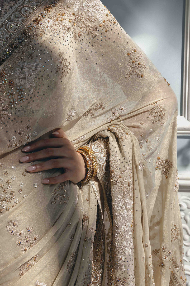 Chikankari Pichwai Hand Embroidered Silk Tissue Saree Set