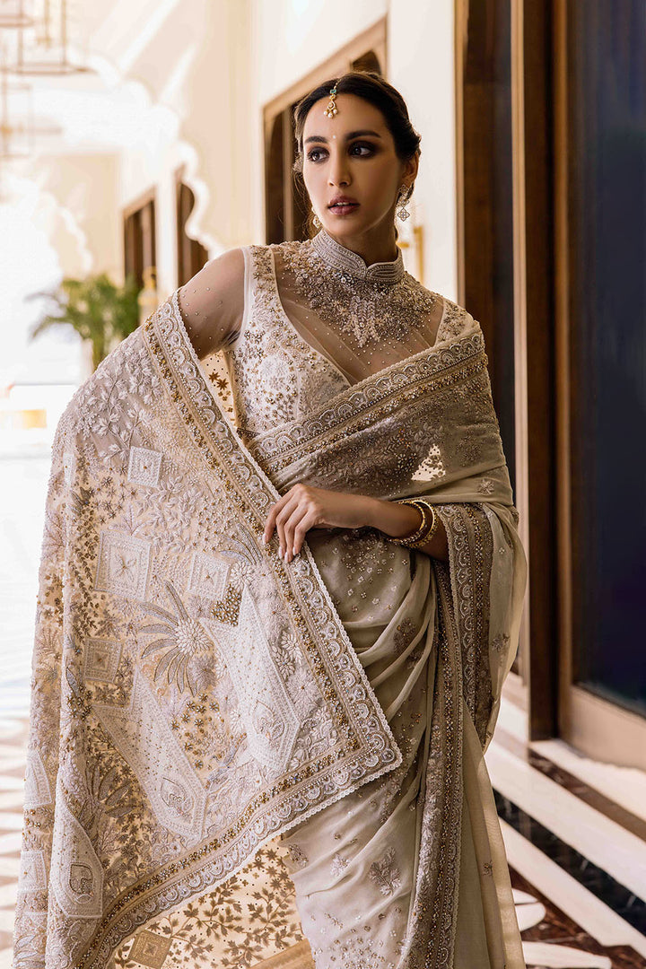 Chikankari Pichwai Hand Embroidered Silk Tissue Saree Set