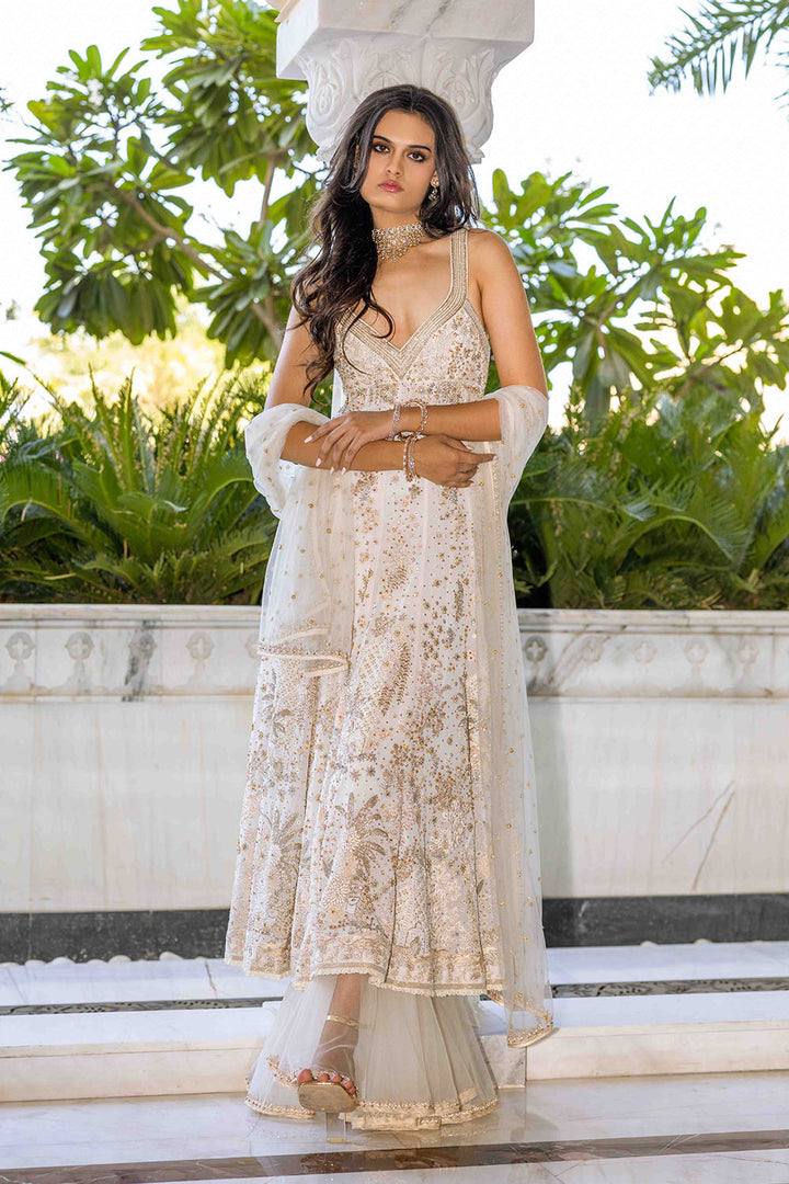 Chikankari Pichwai Hand Embroidered Kalidar Kurta Set