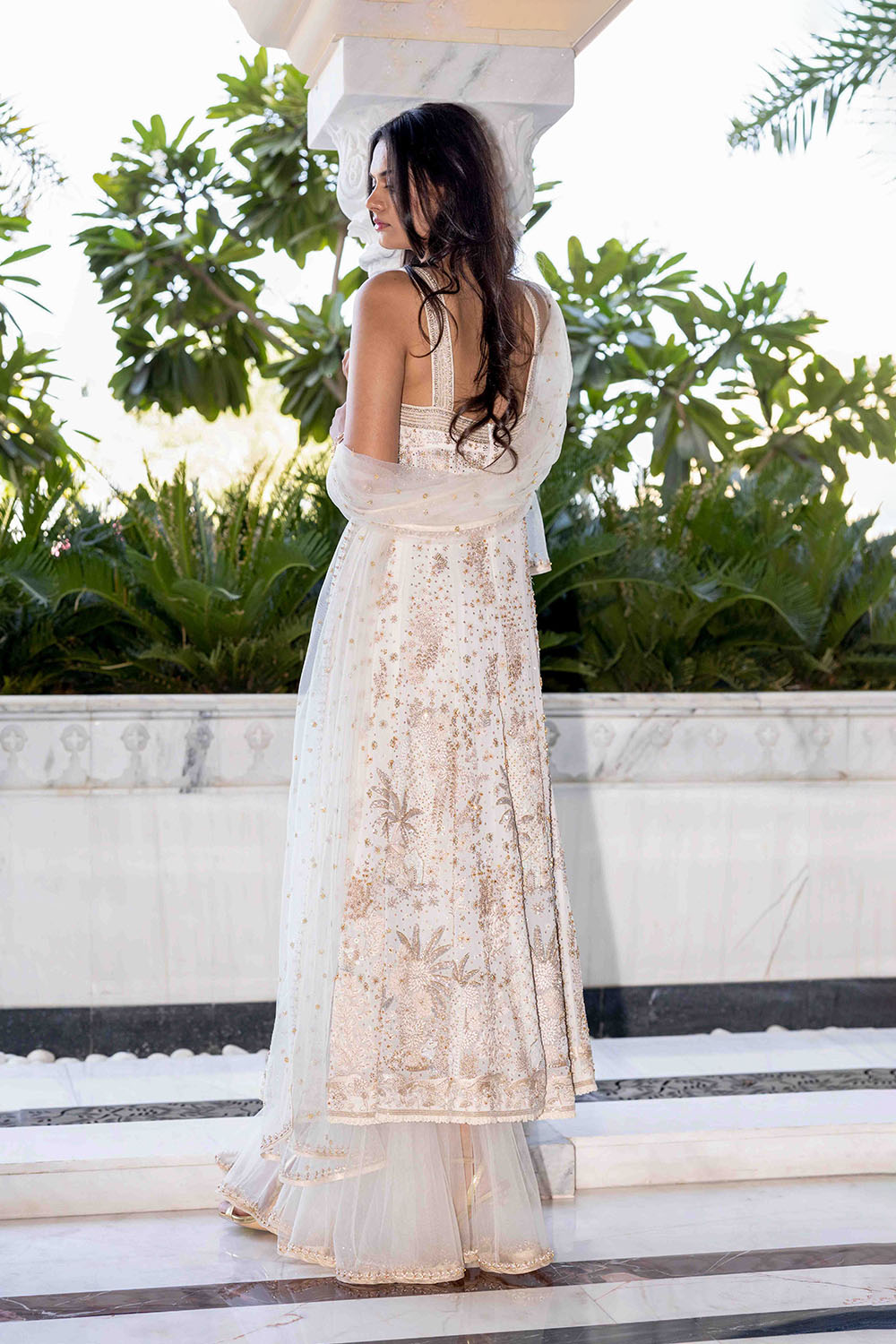Chikankari Pichwai Hand Embroidered Kalidar Kurta Set