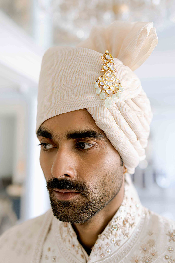 Chikankari Pichwai Hand Embroidered Raw Silk Sherwani