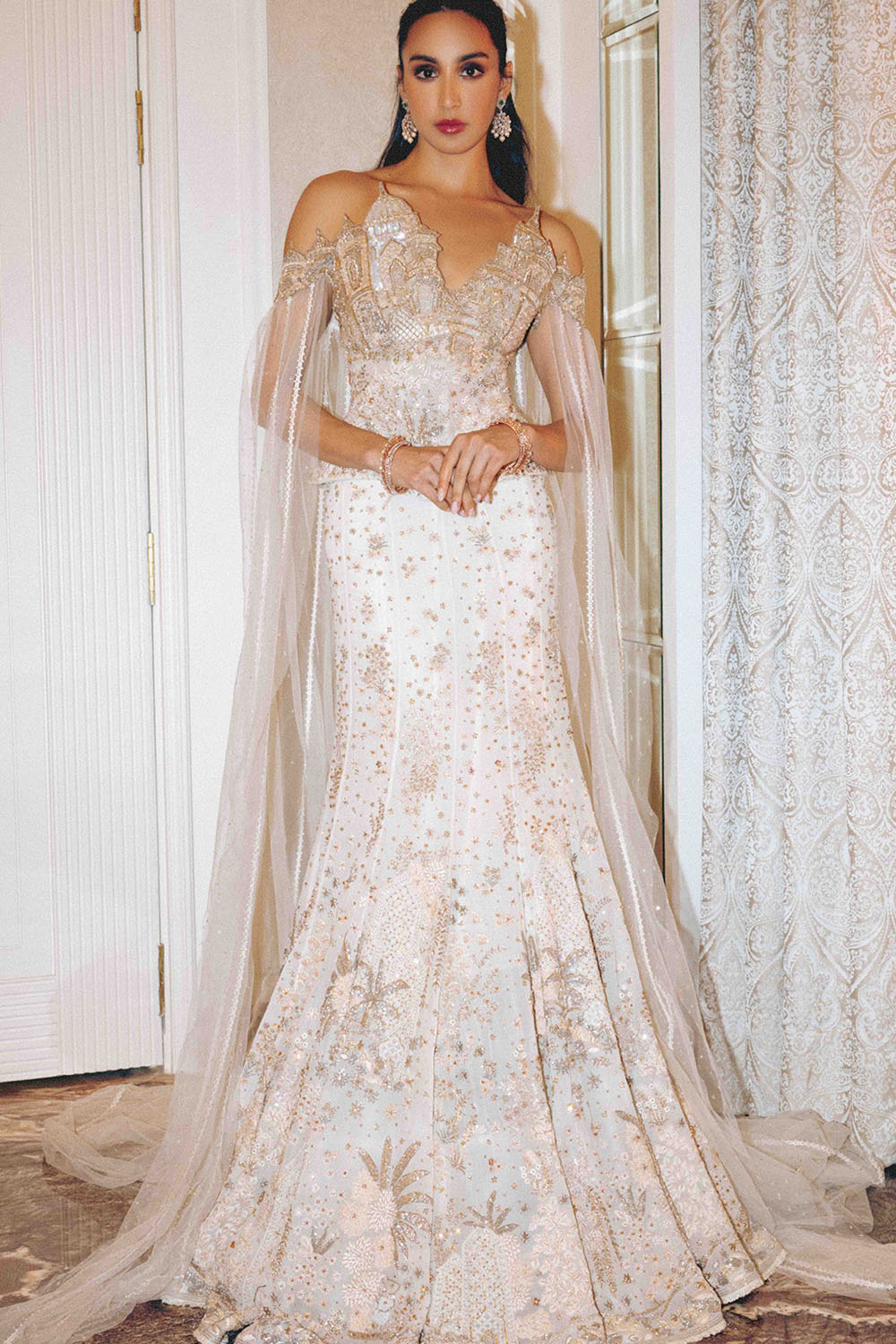 Chikankari Hand Embroidered Fish-Cut Lehenga Set