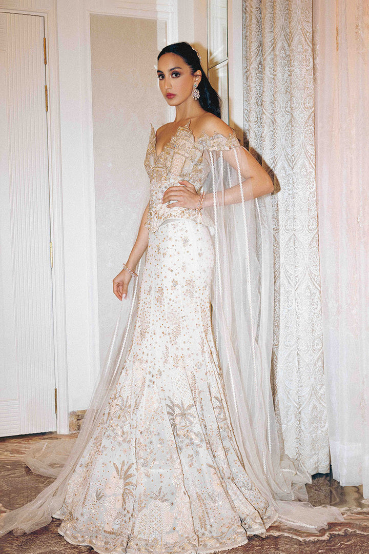 Chikankari Hand Embroidered Fish-Cut Lehenga Set