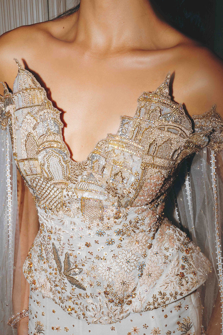 Chikankari Hand Embroidered Fish-Cut Lehenga Set