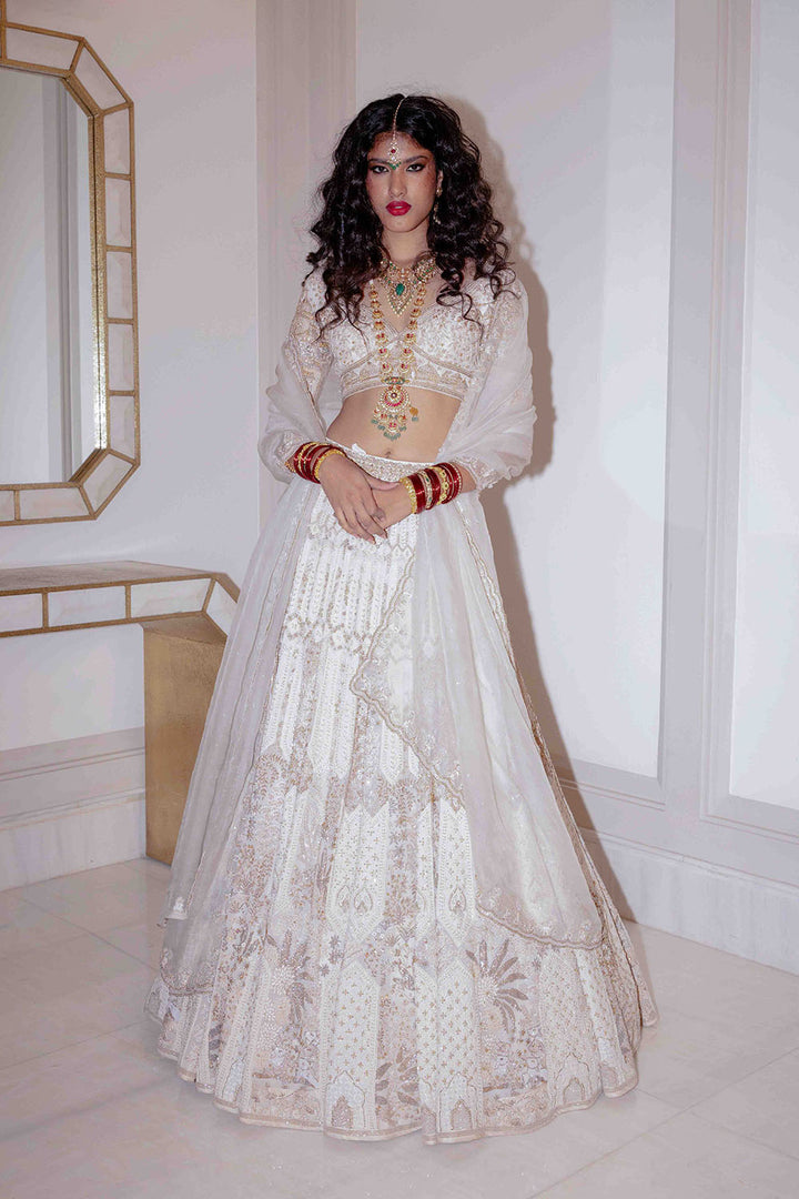 Chikankari Pichwai Hand Embroidered Kalidar Lehenga Set