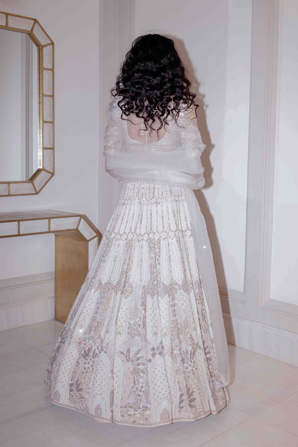 Chikankari Pichwai Hand Embroidered Kalidar Lehenga Set