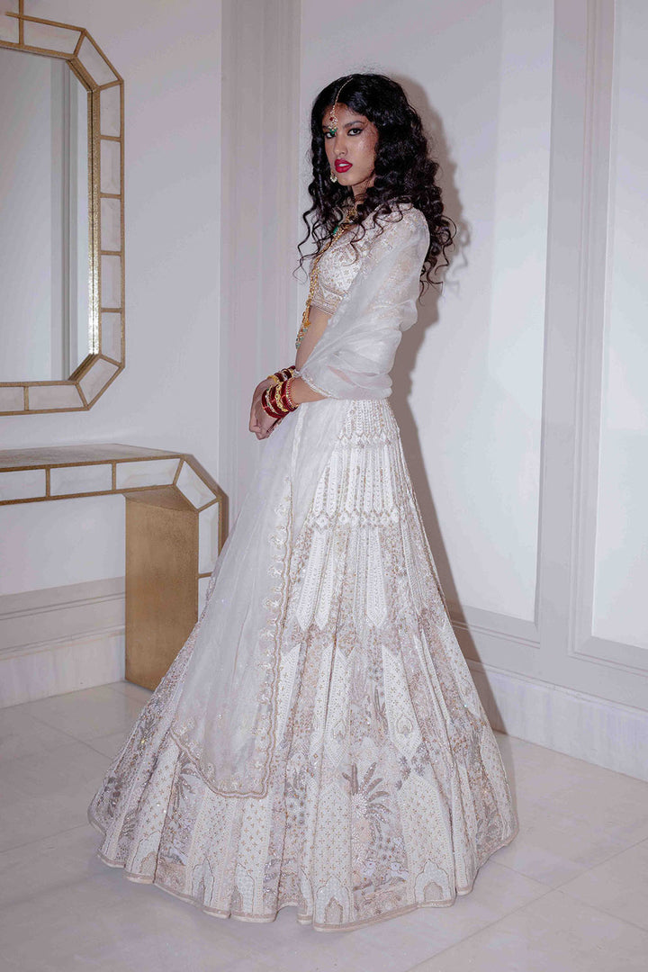 Chikankari Pichwai Hand Embroidered Kalidar Lehenga Set