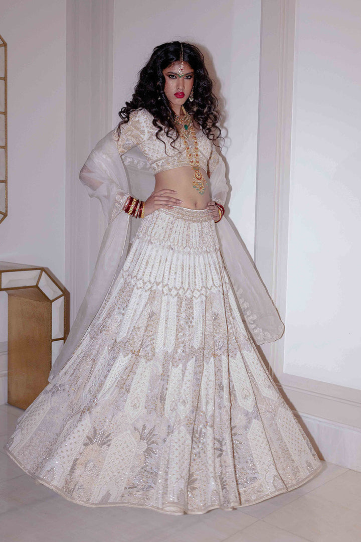 Chikankari Pichwai Hand Embroidered Kalidar Lehenga Set
