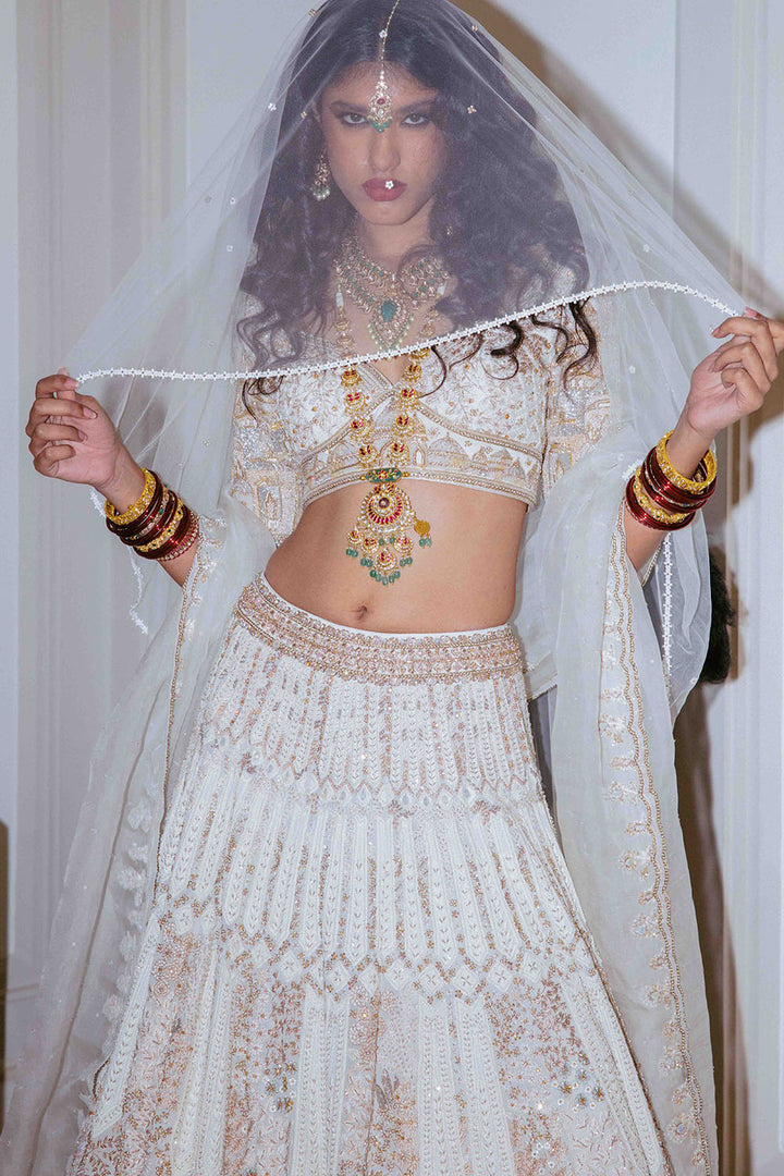 Chikankari Pichwai Hand Embroidered Kalidar Lehenga Set
