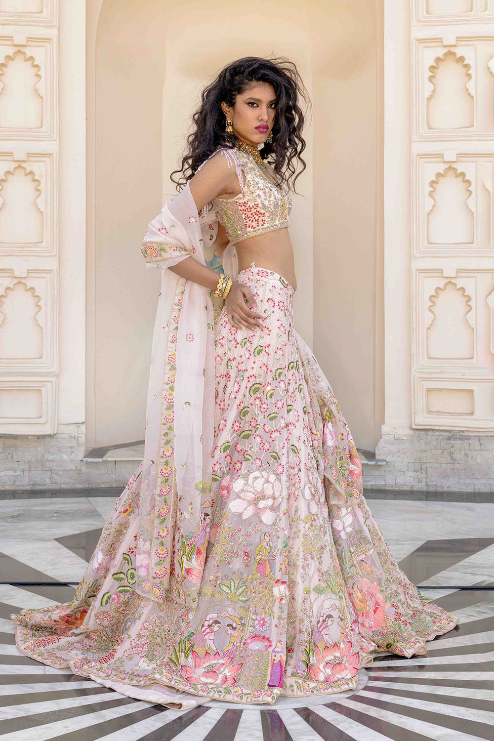 Chikankari Hand Embroidered Lehenga Set