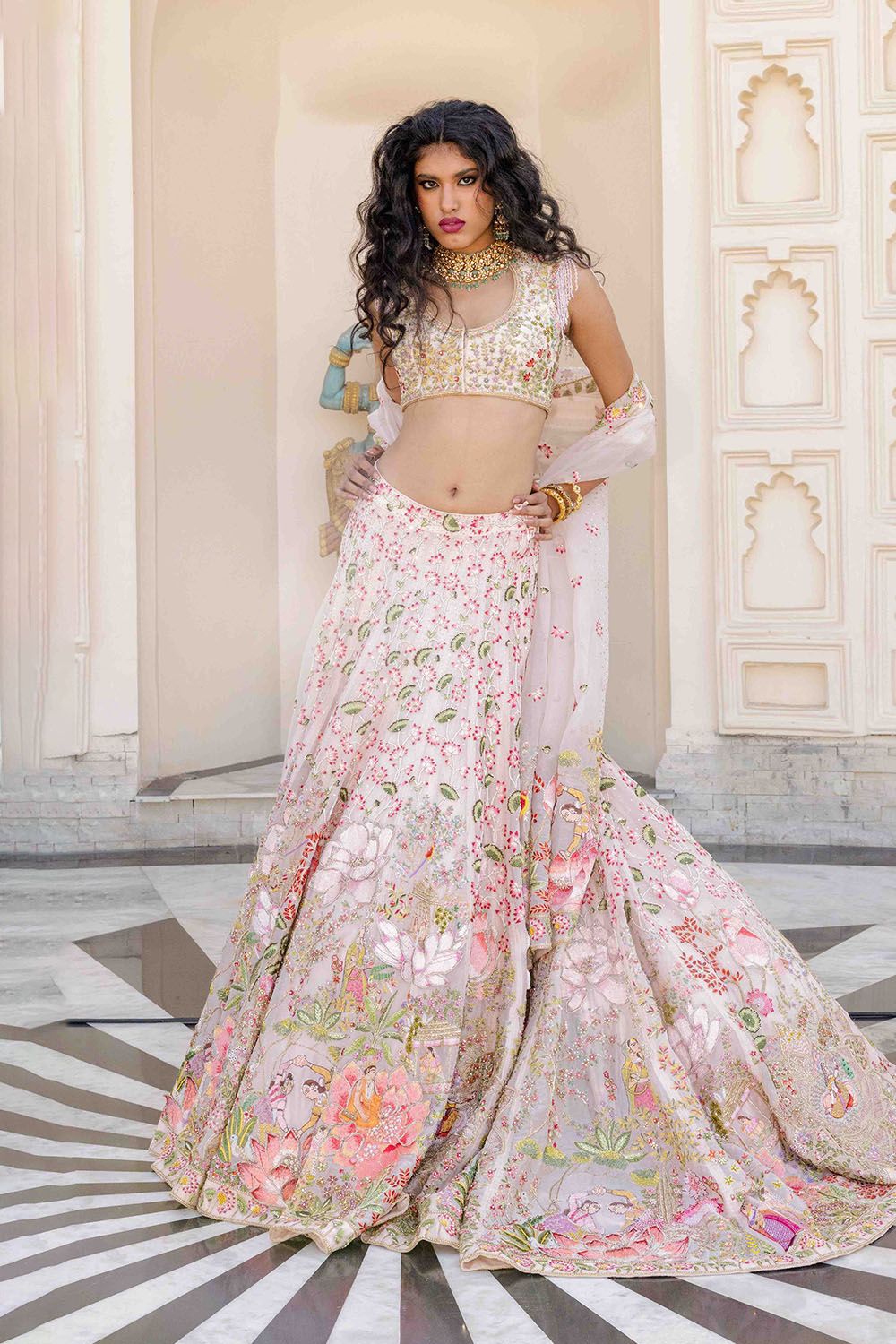 Chikankari Hand Embroidered Lehenga Set