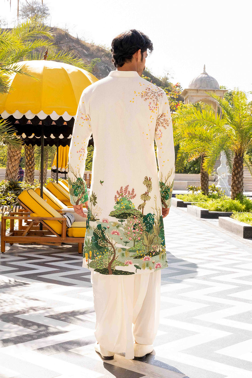 Pichwai Hand Embroidered Silk Zari Tissue Kurta