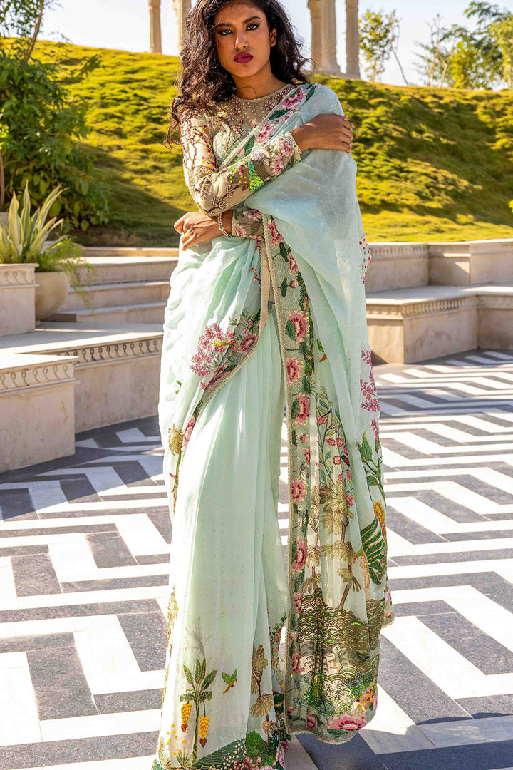 Pichwai Silk Chiffon Saree Set
