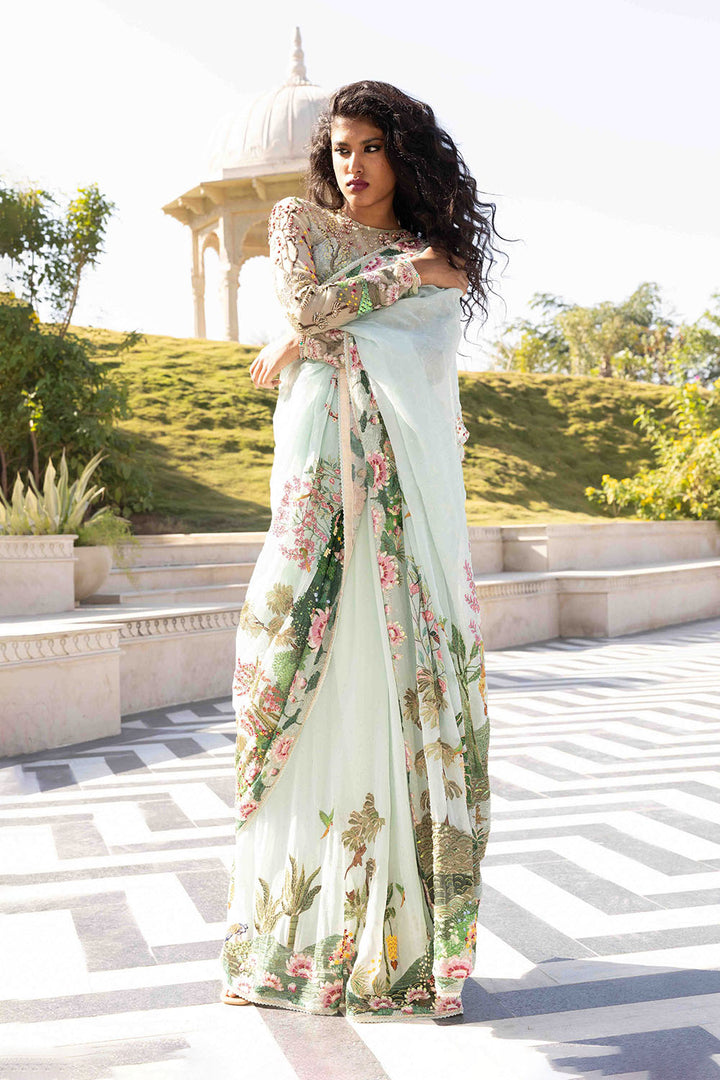 Pichwai Silk Chiffon Saree Set