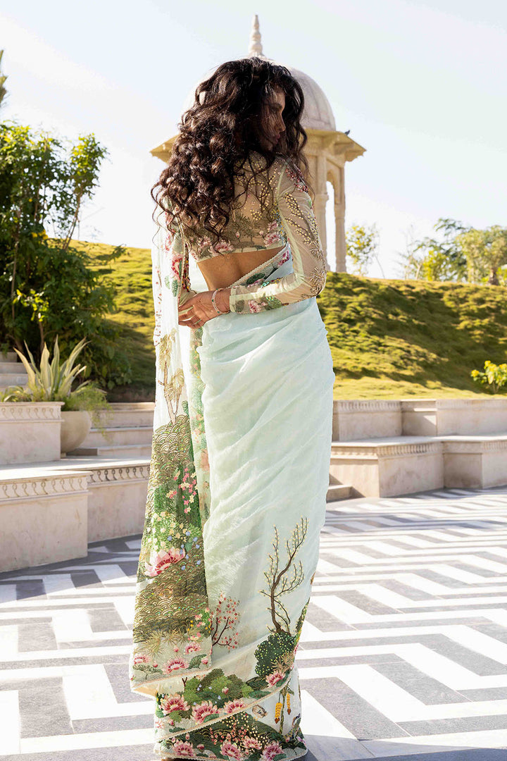 Pichwai Silk Chiffon Saree Set