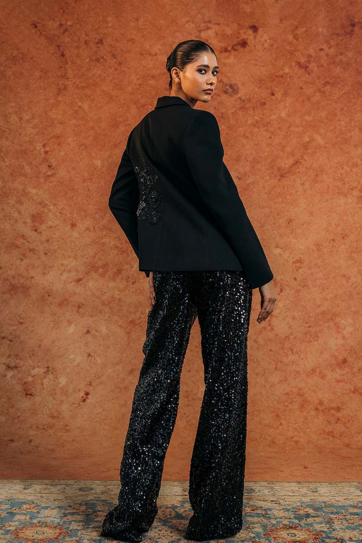 Anar Bel Silk Crepe Jacket in Black