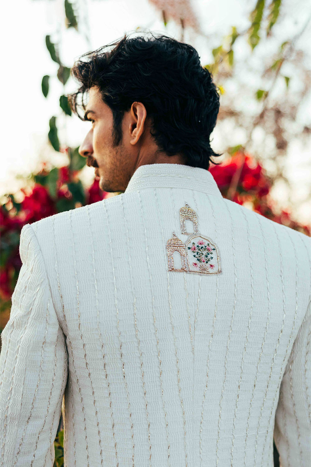 Classic Pintuck Embroidered Chanderi Sherwani