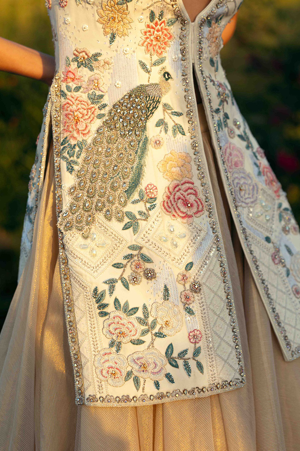 Chikankari Hand Embroidered Short Jacket Set