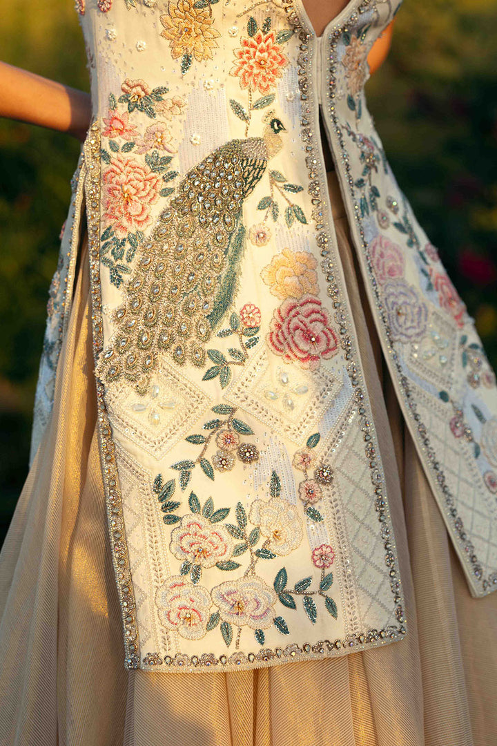 Chikankari Hand Embroidered Short Jacket Set